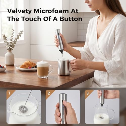 Aromvel Rechargeable Milk Frother Handheld, 3 Speeds for Coffee, Latte - image 5