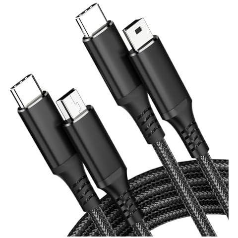 KOMGILK USB Type C to Mini USB Cable 3.3FT 2Pack, Charging Cord for GoPro Hero 3+, PS3 Controller, MP3 Player, Dash Cam, Digital Camera, GPS Receiver, PDAs and More Mini B Devices Black Cover