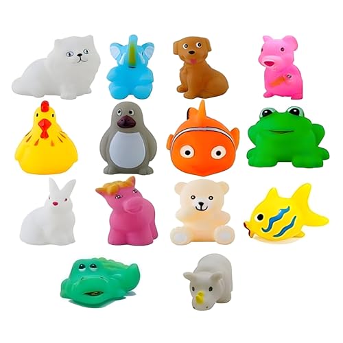 Image of WISHKEY Plastic Bath Toy Set of 12 Pcs Chu Chu Colorful Animal Shape Toy for New Born Babies, Fun Bathtime Buddies for Toddlers (Pack of 12, Multicolor)