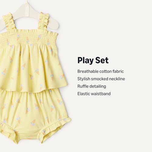 Image of Amazon Essentials x Sofia Grainge Baby Girls' Cotton Sleeveless Shirt and Shorts Play Set