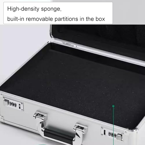 Valigetta argentata in lega di alluminio - Scatola portaoggetti di grande capacità per bagagli, documenti e orologi - Interno morbido, ferramenta resistente, 26 x 14 x 7 pollici - Organizer da viaggio