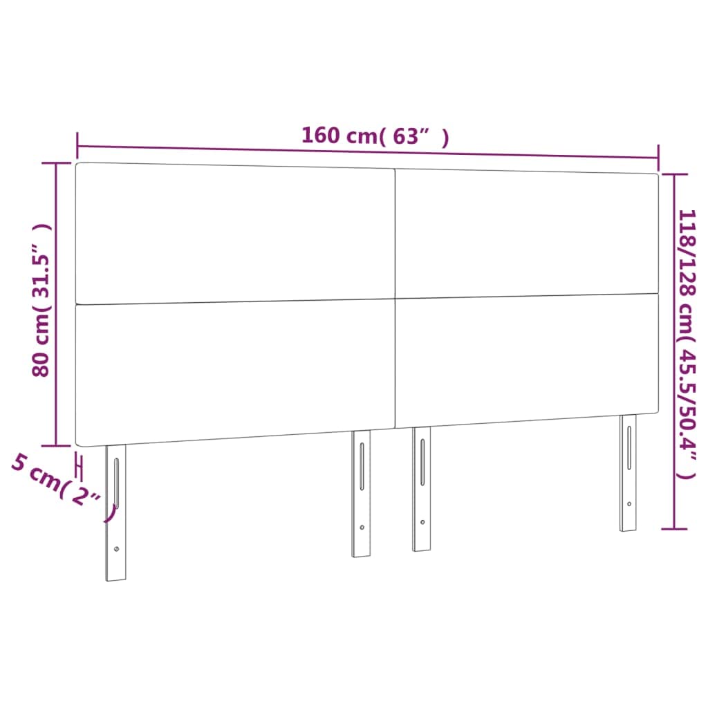 Zagłówek LED w kolorze szarobrązowym (taupe), 160 x 5 x 118/128 cm, materiał z regulacją wysokości, zagłówek łóżka z możliwością przycięcia, wyściełany do sypialni