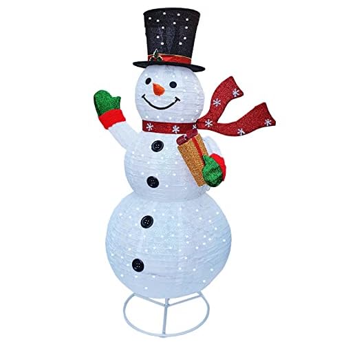 DMS® LED Schneemann 180 cm hoch LED Lichterkette 200 LEDs Weihnachten Figur Schneemann, Weihnachtsdekoration, Gartendekoration, Weihnachtsbeleuchtung IP44 Wetterfest zusammenfaltbar LSM-01