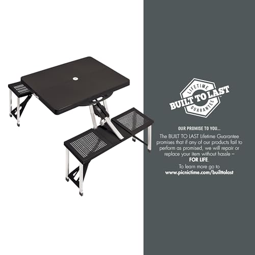 Image of PICNIC TIME NFL Picnic Table Portable Folding Table with Seats and Umbrella