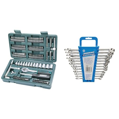 Mannesmann Coffret de douilles et embouts (130 pièces) & Silverline SP1236 Jeu de 12 clés mixtes 8-19 mm