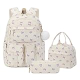 PADGCNOR Mochila escolar 3 en 1 de pana con bolsa for el almuerzo y estuche for lápices, conjunto de mochilas for niñas(Style 4)