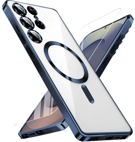 for Samsung Galaxy S25 Ultra Case with 2X Screen Protector & Camera Protection,Magnetic Galaxy S 25 Ultra Case with MagSafe Metallic Glossy Luxury Shockproof Cover for S25 Ultra Phone Cases,Blue by KEKBOXQ - Used condition - US$6.03