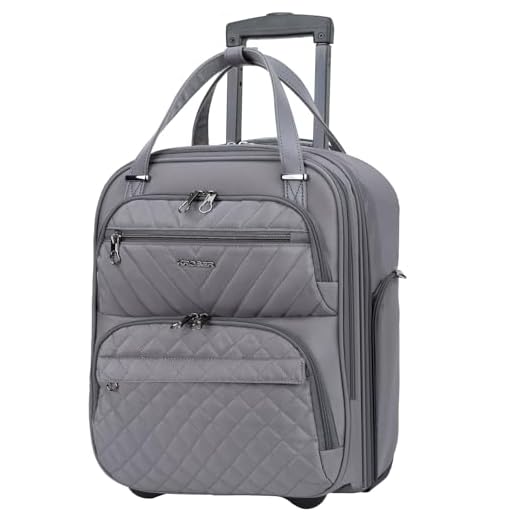 KROSER Carry On Underseat Multi-functional, 16-inch Underseater Lightweight Overnight Suitcase for Men Women, Grey