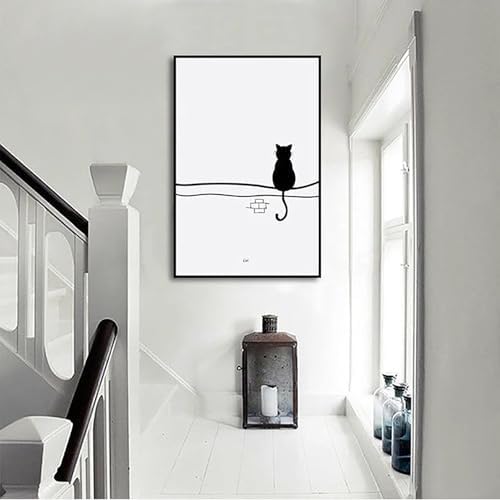 Decorative Electrical Panel Cover - Wall-Mounted Hidden Meter Box Art, Crystal Porcelain Painting, Fuse Box Cabinet Cover (Black-C2, 60x80cm/23.6x31.5in)