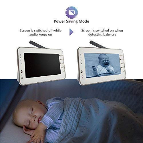 Moonybaby No WiFi Baby Monitor with 2 Cameras, 12hr Long Battery Life, 1000ft Range, 4.3" Display, Auto Night Vision, 2-Way Audio, Temperature, Lullaby, Power Saving/Voice Activation, Trust 30-2