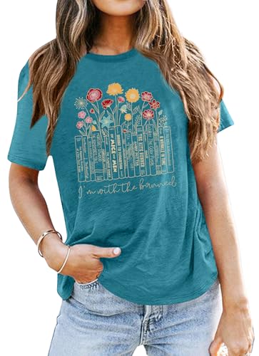Image of Books Shirts for Women Reading T-Shirt Book Lover Tops Funny Readers Gifts Clothes Casual Librarian Tees
