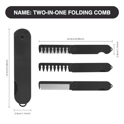 Peine Plegable de Bolsillo para Hombre 2 en 1 miniatura 2