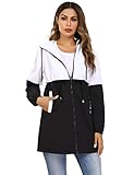 【Wasserdichte Outdoorjacke】 Diese Jacke aus 100% Polyester gefertigt, wodurch sie wasserabweisend ist. Auch die Kapuze sorgt dafür, dass Sie trocken bleiben. Sie können die Jacke mithilfe eines Zugbands anziehen, um die Taille schön zu akzentuieren.