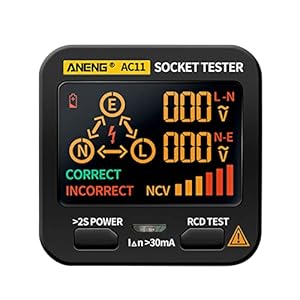 Stekkertester, elektrische lekzoeker, lcd-display, aardingskabel, nullijn, live-draadfase, multifunctionele elektrische…