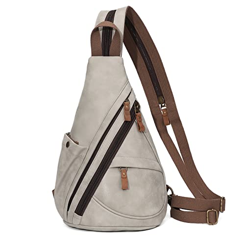 Image of KL928 PU Leather Sling Bag - Small Crossbody Backpack Shoulder Casual Daypack Rucksack for Men Women