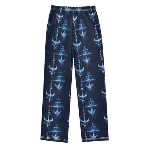 ALAZA Anchor Blue Abstract Pajama Lounge Pants Long Sleep Pajama Bottoms with Pockets2