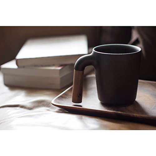 Taza de cerámica HMM Mugr Cloud 12 oz con mango de madera miniatura 2