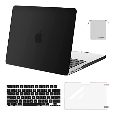 MOSISO Compatible with MacBook Pro 14 inch Case 2025 2024 2023 2022 2021 M4 M3 M2 M1 A3112 A3185 A3401 A2918 A2992 A2779 A2442, Plastic Hard Shell&Keyboard Cover&Screen Film&Pouch, Black Cover