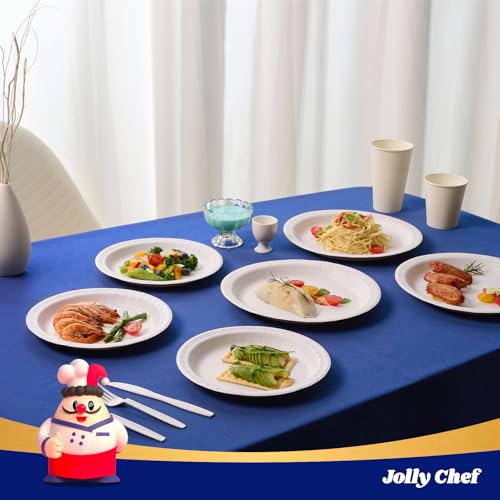JOLLY CHEF10 inch 140 Pack Disposable Paper Plates,Soak Proof, Cut Proof, Microwave Safe Heavy Duty Paper Plates Everyday Use by JOLLY CHEF - Image 7