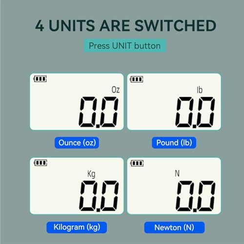 GOYOJO Digitales Kraftmessgerät, Hochpräzises Push-Pull-Messgerät für Zug und Druckprüfungen Einheiten (N, kg, lb, oz) Echtzeit/Peak/Erste-Spitze-Modi für Qualitätskontrolle und Materialprüfung (500N)