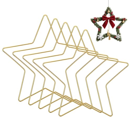 5 Stück Metallsterne zum Basteln Gold Metallring Stern Metallringe zum Basteln Metallring 20 cm für Dekoringe zum Hängen Traumfänger Ringe Hochzeitskränzen Bastelarbeiten