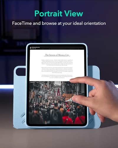 Image of ESR for iPad Air 11 Inch Case M4 /M3 /M2 (2026 /2025 /2024), iPad Air 5th /4th Gen Case (2022 /2020) 10.9 Inch, Removable Magnetic Cover, Adjustable Portrait /Landscape Stand, 9 Standing Angles, Light Blue