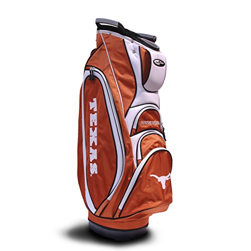 A Texas Longhorns Themed Golf Bag On A Golf Course.
