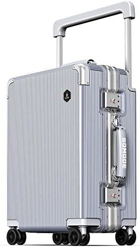 SOMODE LA SERIES Carry On Luggage 20inch Wide Handle Suitcase,Hardshell with Aluminum Frame,Supper-low noise Spinner Wheels & TSA Lock, Business Travel Carry-On Luggage (SILVER)