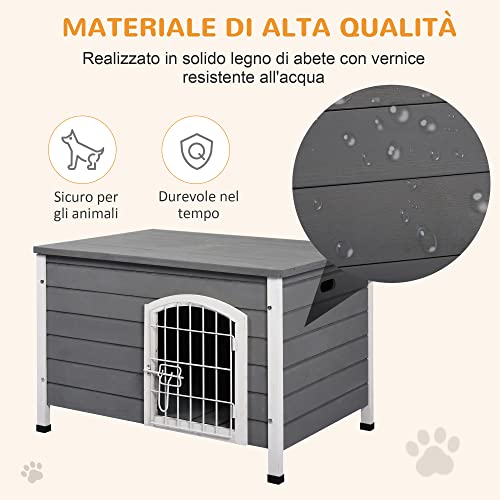 Pawhut Outdoor Dog Kennel, Waterproof Wooden Dog House With Folding Door, 80 X 55 X 53.5 Cm, Grey #TOP3