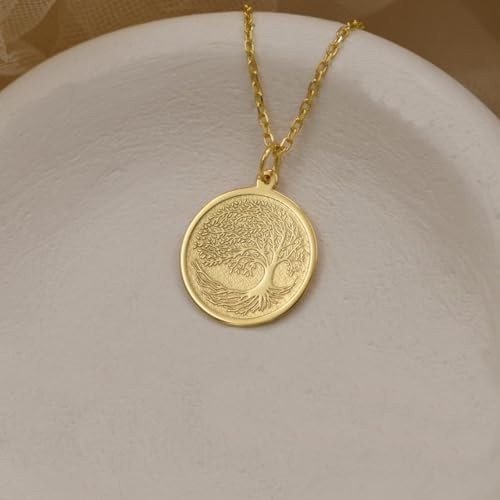 Colgante de árbol de la vida con baño de oro y cadena de plata 3