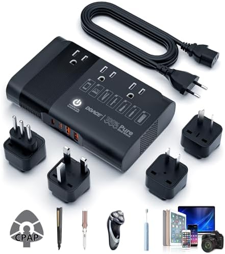 [Game-Changer] DOACE 500W Max 220V to 110V Converter, 50Hz to 60Hz Voltage Converter for European Travel, 100% Pure Sine Wave Voltage Converter US to Europe for CPAP Hair Straightener Laptop Phone