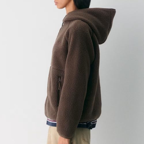 Trendy Fleece Jacket Women Long Sleeve Full Zip Hooded Fuzzy Sherpa Coat Thermal Winter Warm Outwear with Pockets4