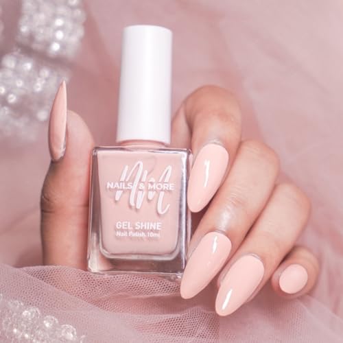 Image of Nails & More Almond Beige Nail Polish, Argan Oil-Infused Gel Shine, Subtle Nude Nails, Blanched Almond, Chic Color | 10ml