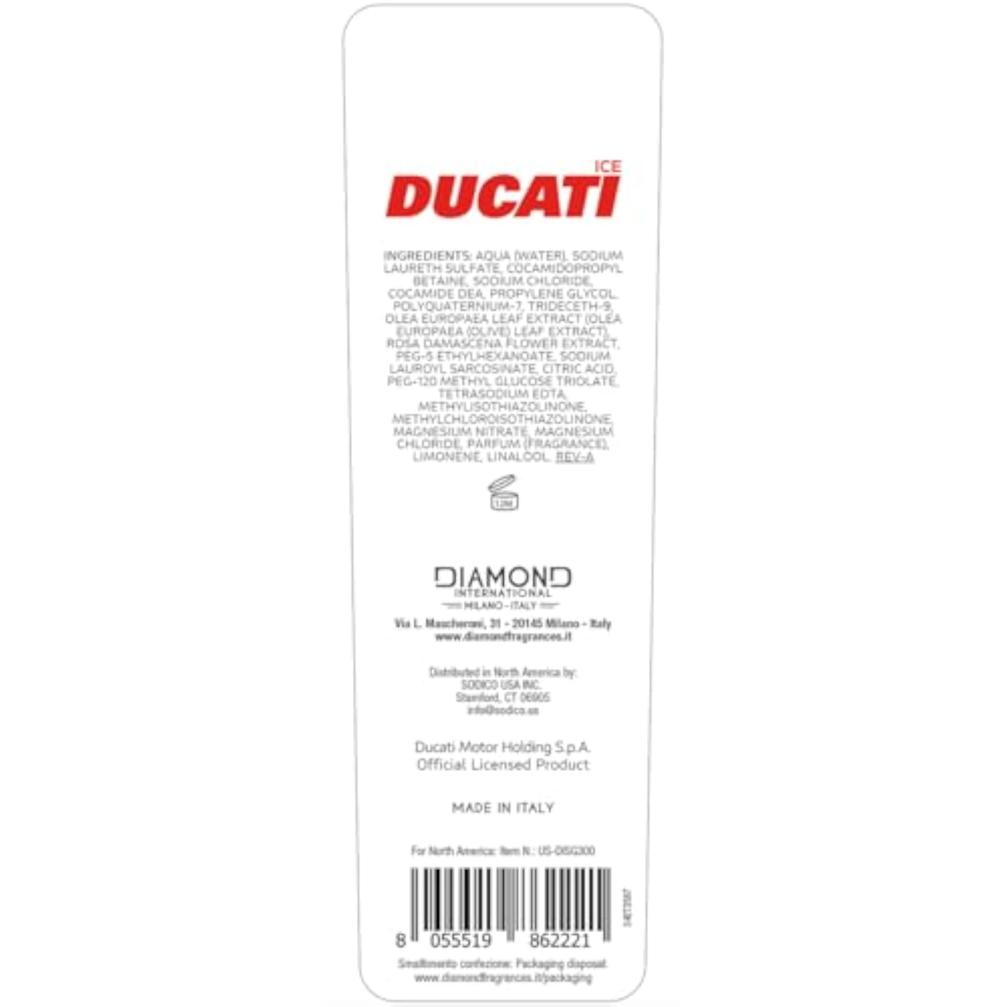Ducati Ice Shower Gel for Men, Refreshing Cleanse