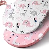 Stretch Fitted Bassinet Sheet Set BROLEX 2 Pack Cradle Sheets for Bassinet Pad/Mattress,Unisex Boys Girls,Ultra Soft,Elephant Rabbit