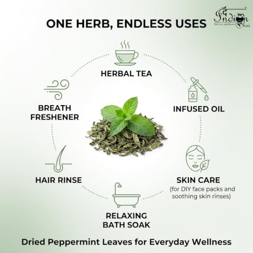 Image of The Indian Chai - Organic Peppermint Tea 250g Bulk Pack | Caffeine-Free Herbal Aromatic Mint Infusion | Refreshing Mint Burst for Night Time Relaxation