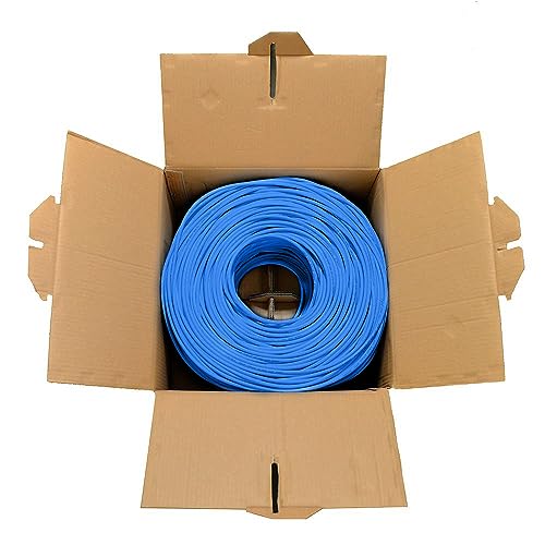 Dripstone CAT6 1000ft 23AWG 550Mhz Solid UTP Ethernet Cable RJ45 CCA Bulk Network LAN Wire RJ45 Easy Pull Box 305M (Blue)