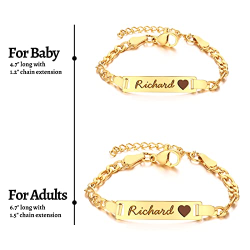 Personalized Baby Birthstone Bracelets for Infant Girls, Custom 18K Gold Plated Name ID Bracelets for Kids, 1st Birthday Girl, Customized Gifts for Newborn Birthday Baptism, Baby Shower 5