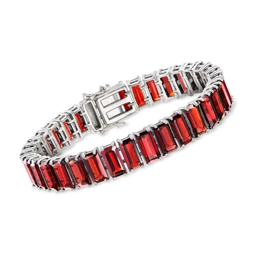 Ross-Simons 50.00 ct. t.w. Emerald-Cut Garnet Tennis Bracelet in Sterling Silver