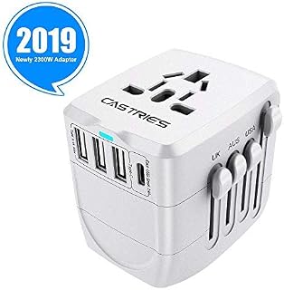 Castries Universal Travel Adapter, 2300W International Power Adapter with Dual Fuse, European Plug