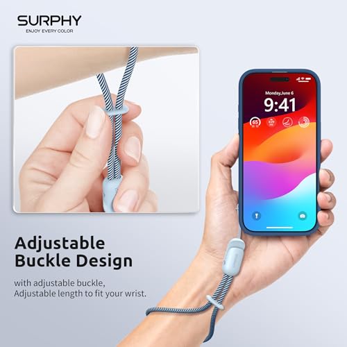 Image of SURPHY 2 Pack Phone Lanyard, Phone Wrist Strap for Case, Camera Wrist Strap | Ultra-Light 2-Color Braided Phone Strap, Cellphone Charm Strap, Anti-Lost Wrist Lanyard for Women and Men, Cloud Blue Gray