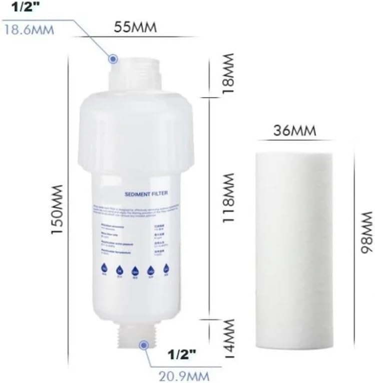 5'' PRE FILTER Water Filter Cartridge Washing Machine Filter Toilet Water Heater Sediment Filter Shower Replacements Pre-filter(E)