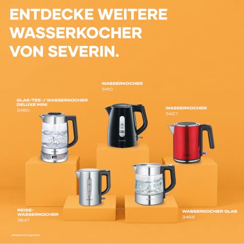 Foto von SEVERIN Wasserkocher, kabellos, abwaschbarer Kalkfilter, 2.200 W, ca. 1,0 L, Kunststoff, schwarz, WK 3410