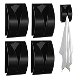 Augot Handtuchklemme, 4 Stücke Selbstklebende Haken Rostfrei Edelstahl Geschirrtuchhalter Ohne Bohren Klebe Haken Starker Halt Handtuch Haken für Badezimmer, Küche, Toilette, Büro (Schwarz)