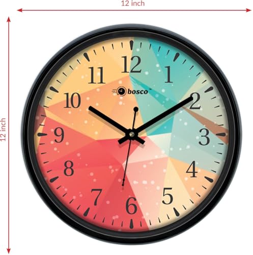 Image of Modern Multicolor Geometric Wall Clock Silent Non-Ticking Analog Quartz Clock for Living Room, Bedroom and Contemporary Home Decor-BWC-1248