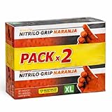 (Pack de 100) Guantes de Nitrilo Diamantados Naranja Talla XL (Sin Latex y de Doble Grosor) - Guante Para Mecánica - Nitrile Gloves - Guantes Nitrilo - Guantes Trabajo Hombre - Luvas Descartaveis