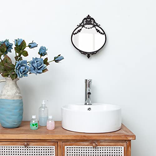 Nikky Home 10" X 12" Rustic Decorative Metal Oval Wall Mounted Small Victorian Mirror For Home Decor Decoration, Black #TOP5