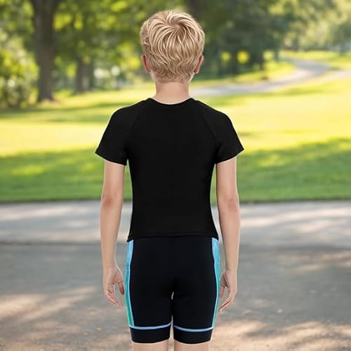 Gogokids Short de ciclismo infantil para meninos e meninas 3D acolchoado com bolsos, Azul, 11-12 Ano