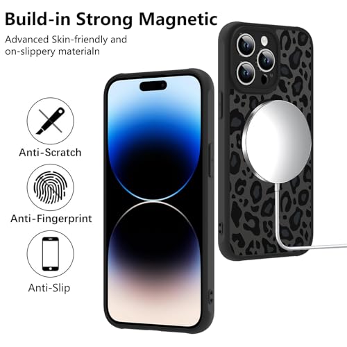 Image of KANGHAR Case for iPhone 14 Pro Phone Case Leopard Printed Pattern | Cute Cheetah [Compatible with Magsafe] Protective Magnetic Case for Girls Women Men 6.1 inch