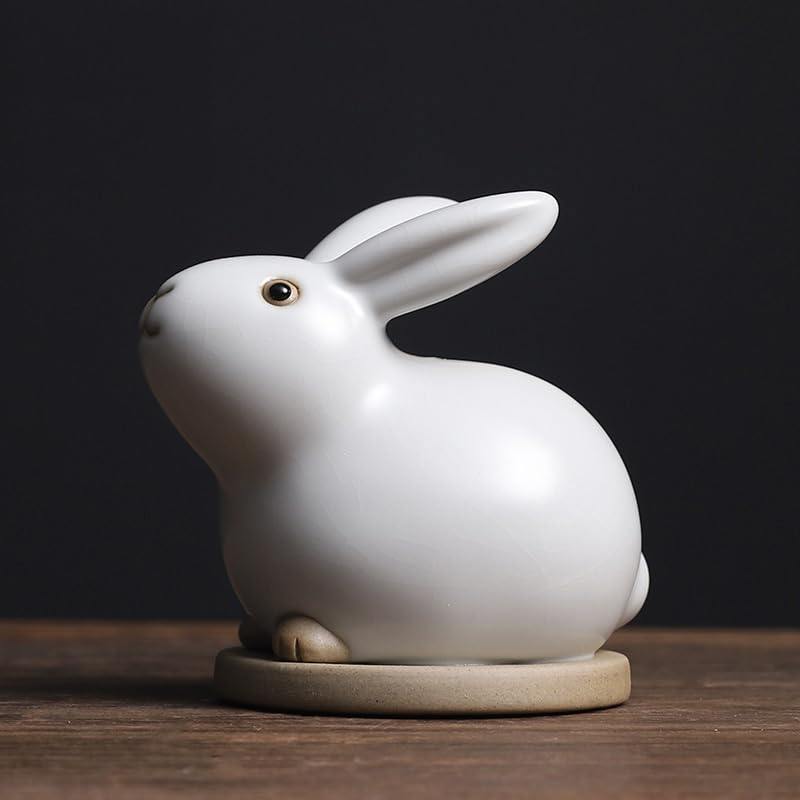 Escultura de Conejo de cerámica Hecha a Mano Adorno Animal decoración del hogar Oficina Regalo de Boda